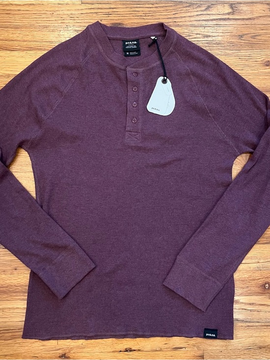 Prana Other - Prana Men’s Long-Sleeve Cotton Waffle Knit Maroon Plum Cotton Blend Henley M NWT